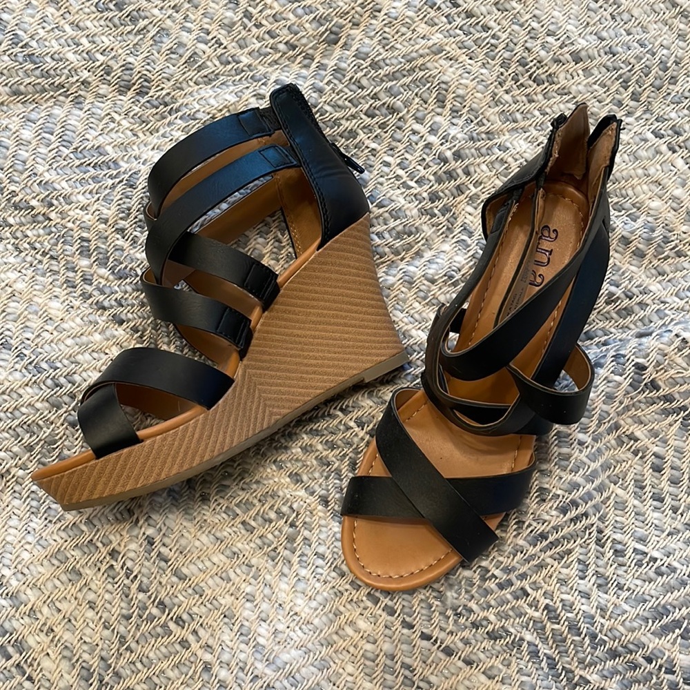 Ana Black Wedge Heels